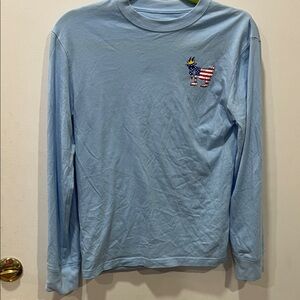 Sky Blue Long Sleeve Men's Shirt with Embroidered Detail